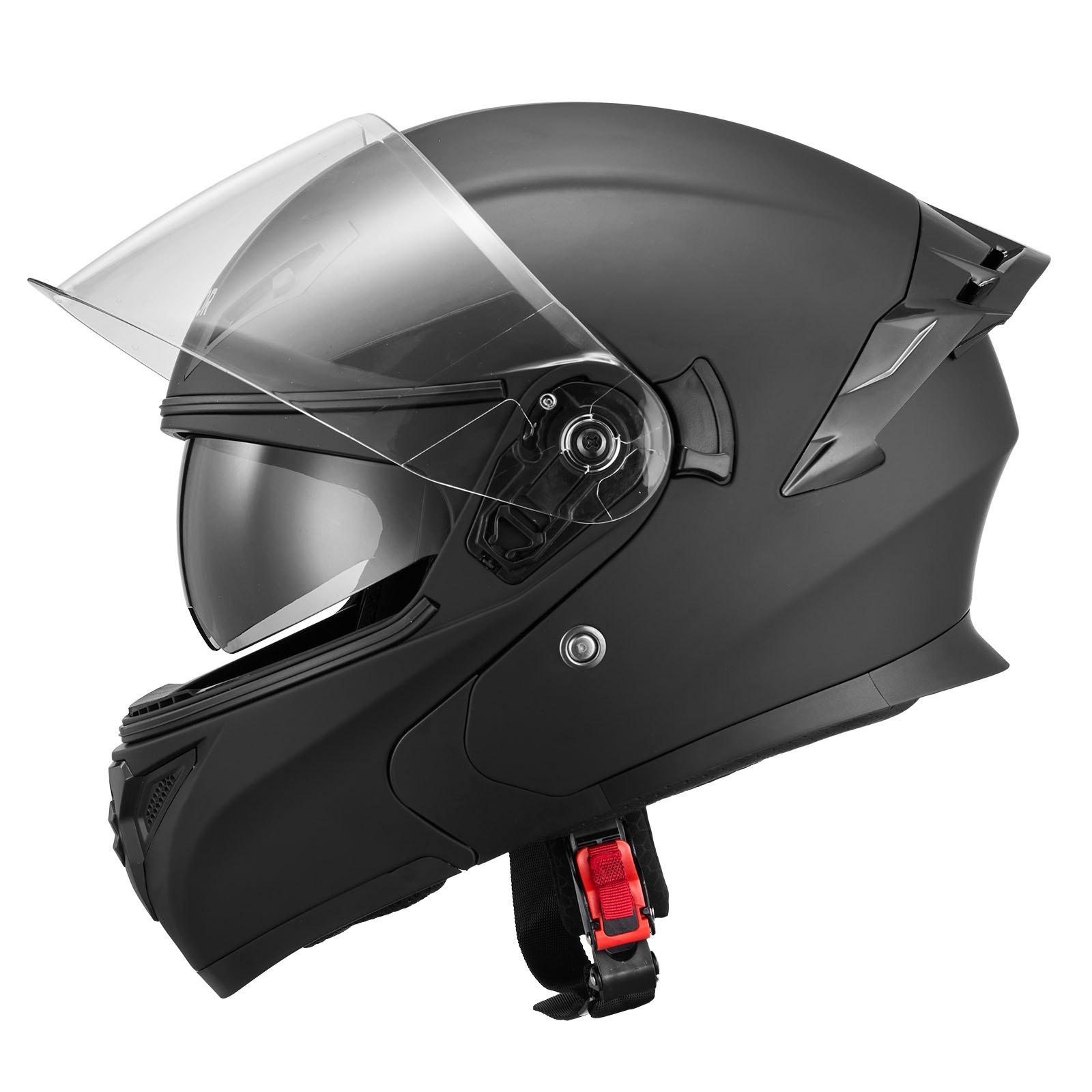 VEVOR Motorcycle Helmet, Modular, Adult Motocross Dirt Bike Helmet with Large Clear Visor, Comfortable Motorbike Racing Street with Detachable Liner for Men & Women, DOT Approved, (Matte Black, M), Abs Shell