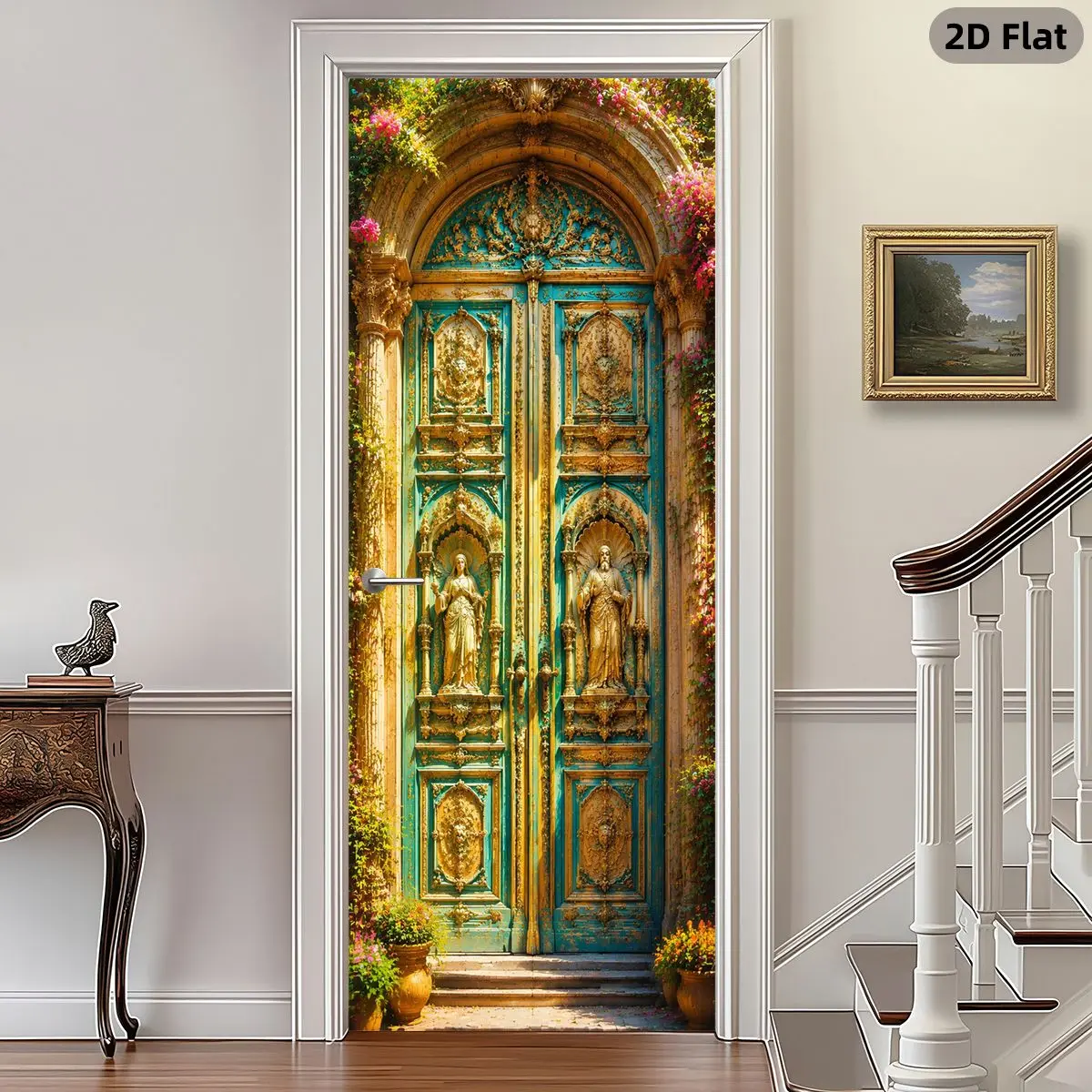 Fashion Art, Baroque Palace Door, 2 Counts Modern Door Stickers, Pleasant Decoration, Suitable For Rooms, Kitchens, Bathrooms, Durable And Detachable Decorative Wall Art, Waterproof, ScratchResistant, Gift