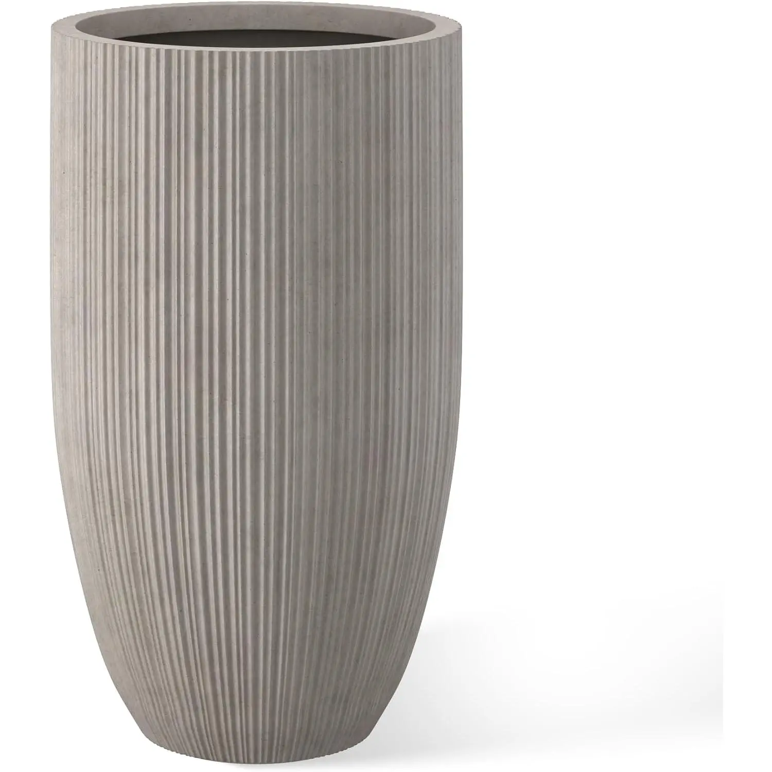 Kante 24 Inch Tall Concrete Planter, Outdoor Indoor Large  Pots with Drainage Hole and Rubber Plug for  Garden Patio Porch Textured Weathered Concrete