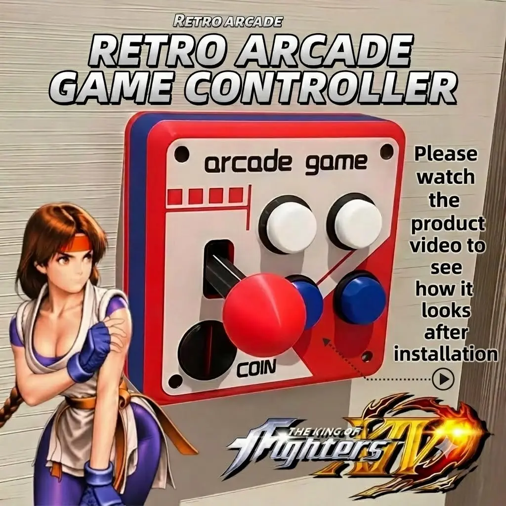 Arcade Light Switch Plate Cover, Single Switch (Black/Red/Blue), 1-Gang Standard Size Rocker Wall Plate, Game Room Decorator, Kid Bedroom Wallplate, Faceplate Replacement