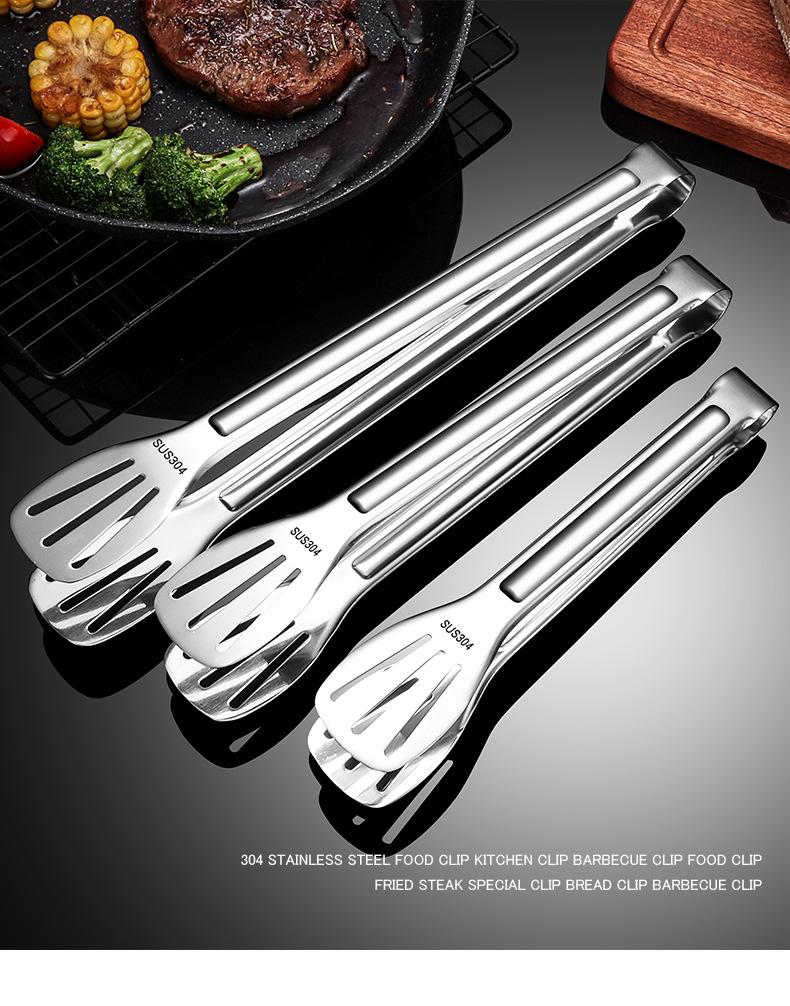 Stainless Steel Food Tongs Heavy Duty BBQ Clips for Steak Grilling Bread Barbecue Cooking Kitchen Utensils