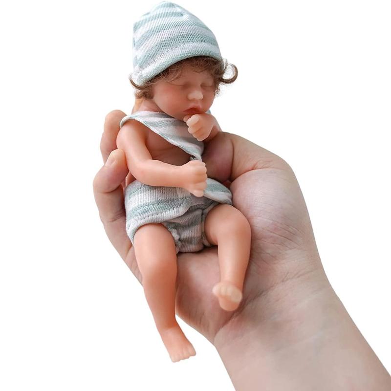 Realistic Silicone Reborn Doll, 6 Inch/15cm Soft & Cute Doll with Clothes, Girl Toy, Stress Relief Toy for Adults, Realistic Reborn Dolls for Kids, Fun Gifts for Boys and Girls, Kids Christmas Gifts