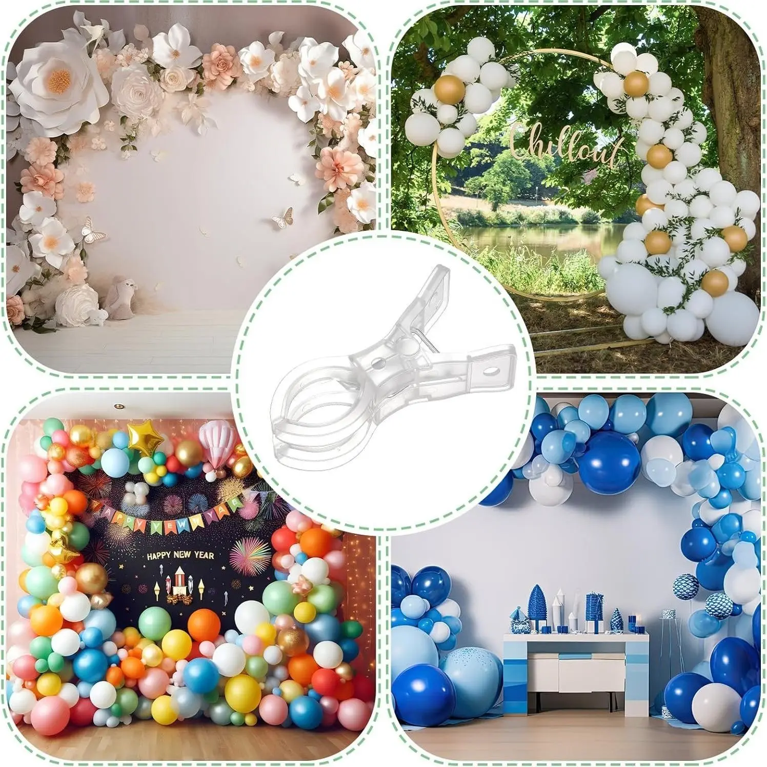 10 Pack Large Balloon Arch Clips Plastic Transparent Backdrop Spring Clamps 3.5 Inch Heavy Duty Clip for Balloon Arch Kit Birthday Decoration Crafts Woodworking Photography Studios