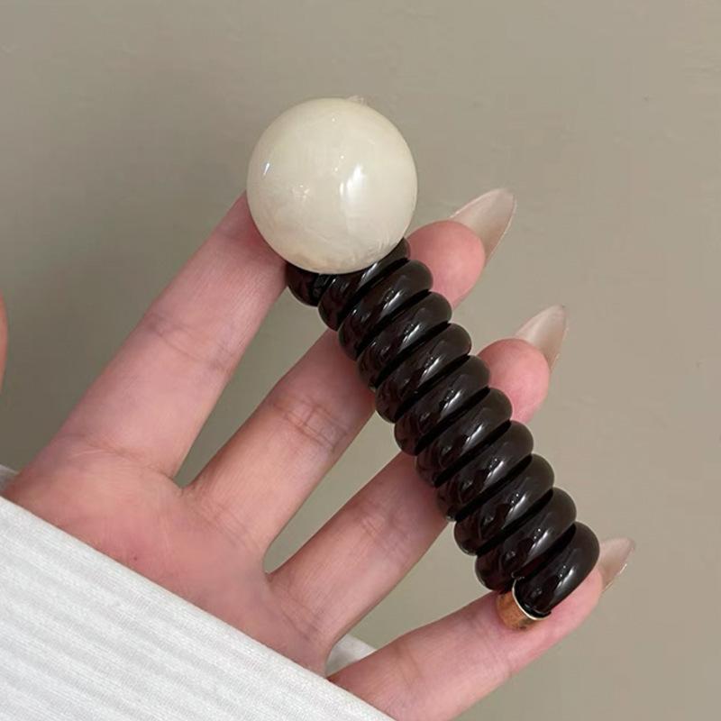 Elegant Vintage Ball Spiral Hair Ties, No Crease Coil Hair Bands for Bubble Braid, Ponytail & Braided Hairstyles, Minimalist Hair Ropes for Daily Wear