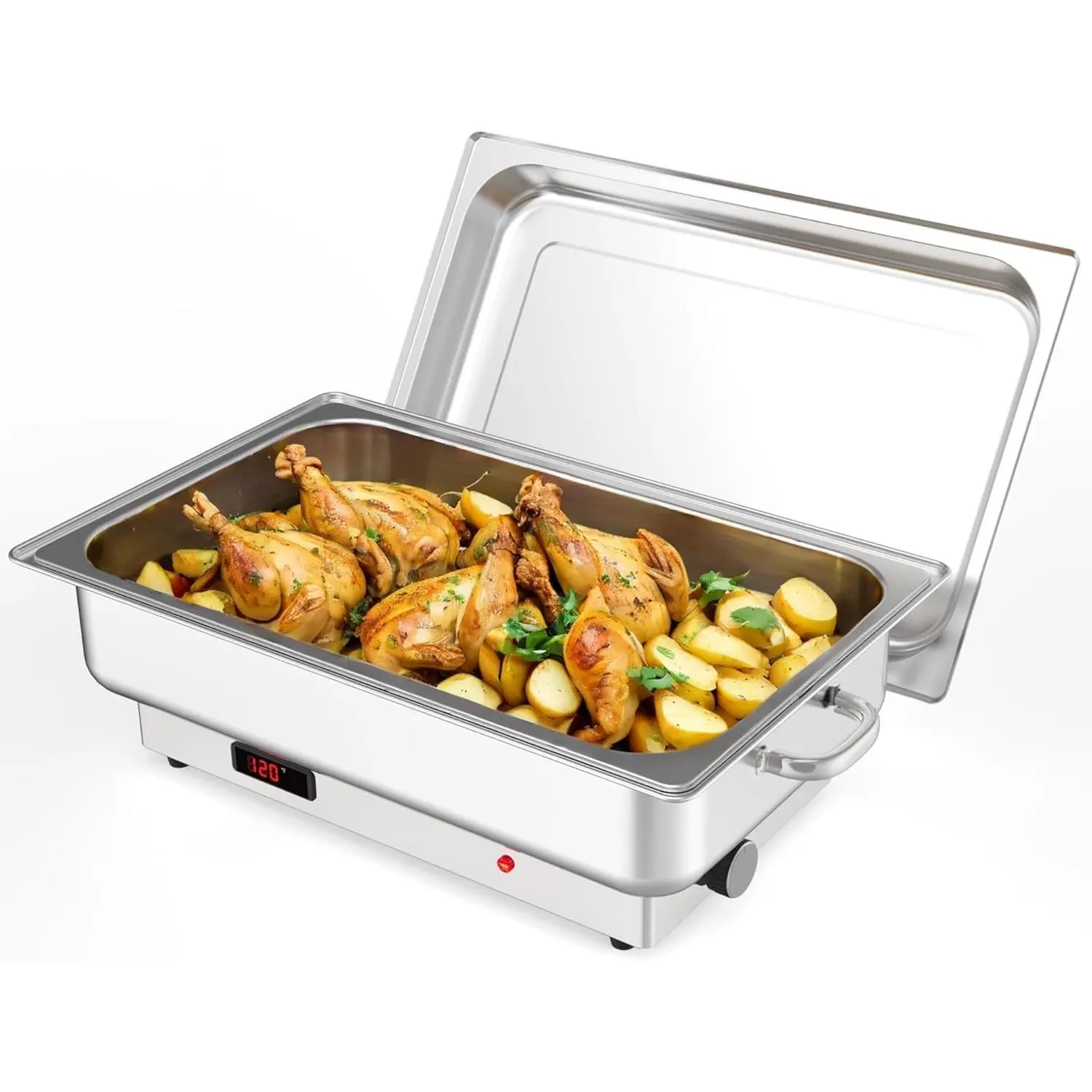 Stainless Steel Rust-Resistant Electric Chafing Dish Buffet Server - Varied Packs Multi Sizes (3 x 3QT, 4.5QT/9QT), 600W Adjustable Digital Temp Control, No Fuel, Commercial-Grade for Restaurant Buffet Weddings