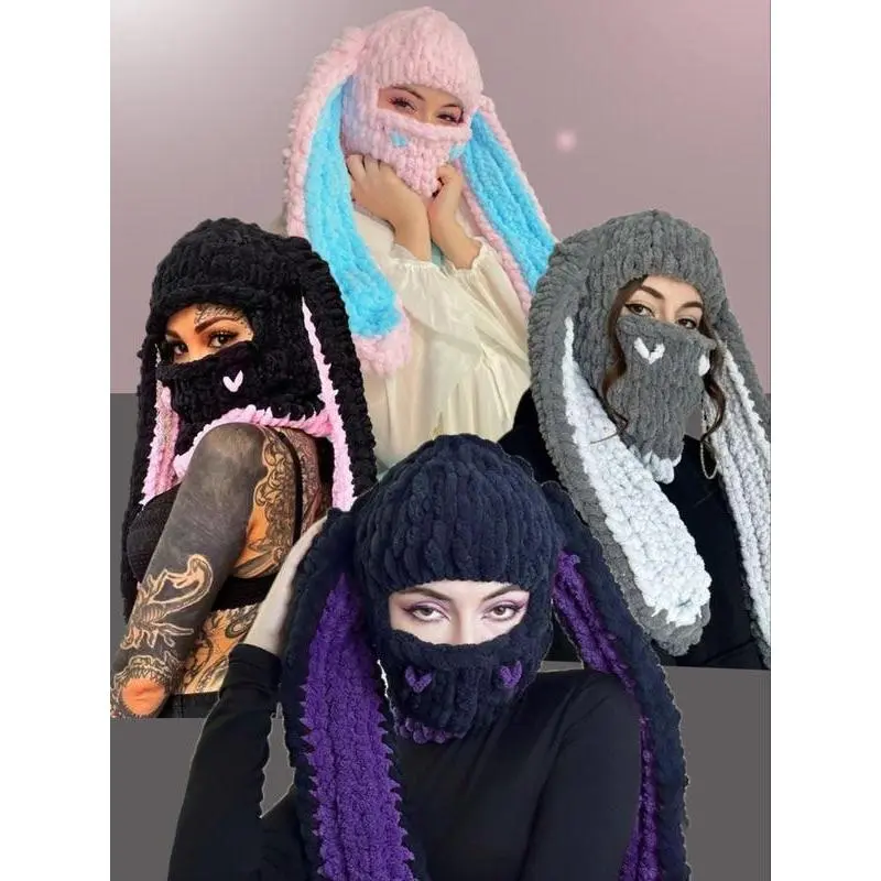 Cute Rabbit Ear Design Beanie Hat for Women, Soft Thick Warm Knit Hat for Fall & Winter, Casual Street Fashion Accessories