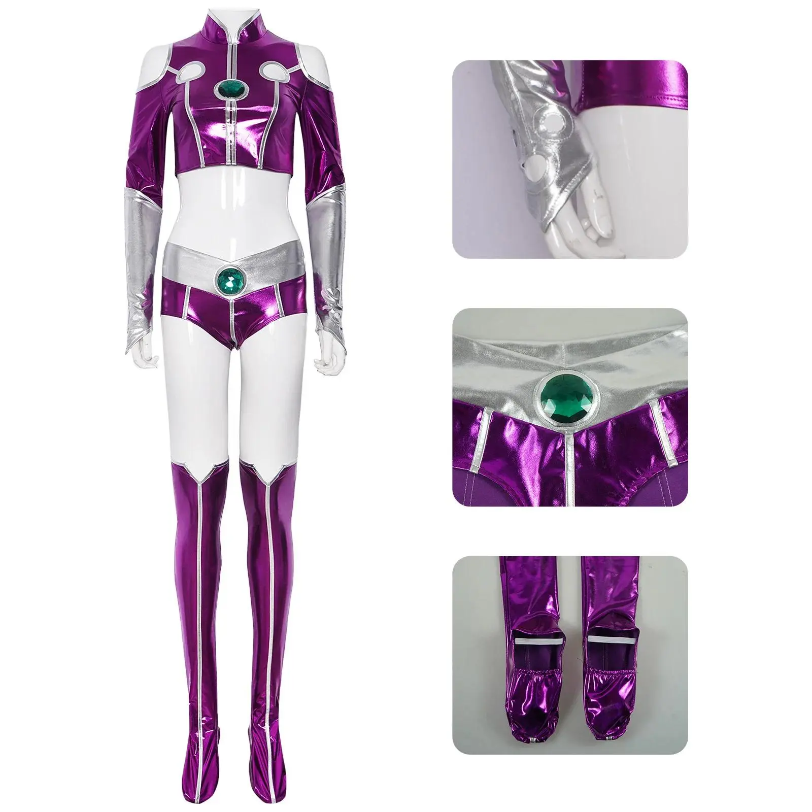 Anime Teen Titan Starfire Sexy Spandex Zentai Suit Purple Women Halloween Cosplay Costume Sexy Purple Bodysuit For Women