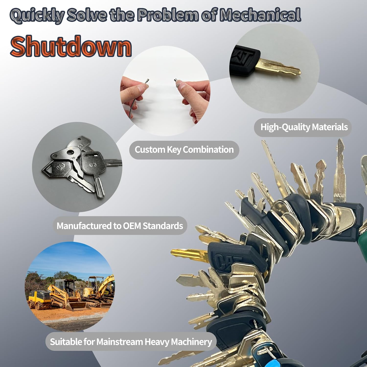 42 Heavy Equipment Keys Master Set, Construction Machine Operator Ignition Key Set for Caterpillar Bobcat JD Case JLG JCB Volvo Hyster Ford New Holland Yanmar Takeuchi Kubota Komatsu Toyota Hitachi