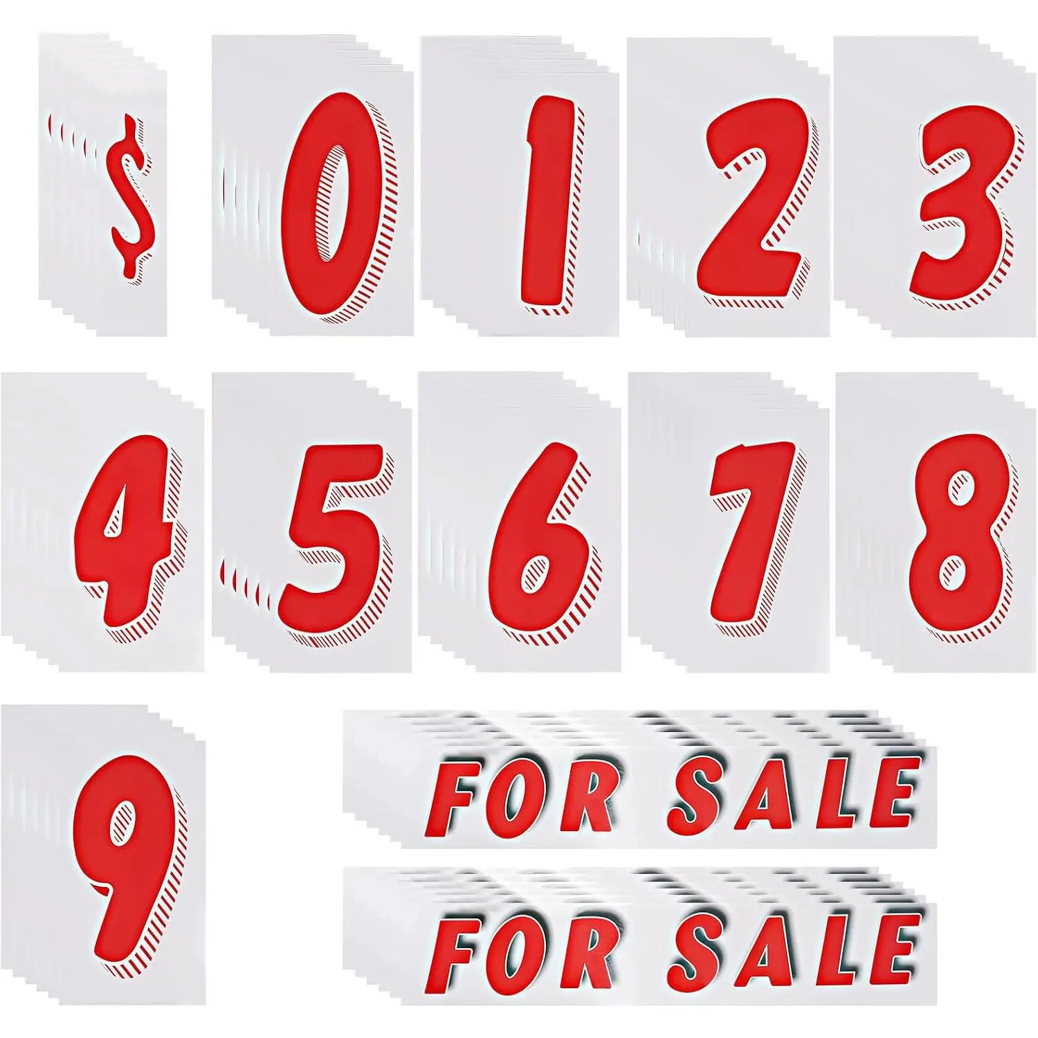 Vinyl Number Stickers for  - 12 Dozen (144 Pcs) Large Yellow/Red Windshield Pricing Stickers Ideal for  Dealership Auto Window Lot Pricing & for  Sign Use (144, Red/White)