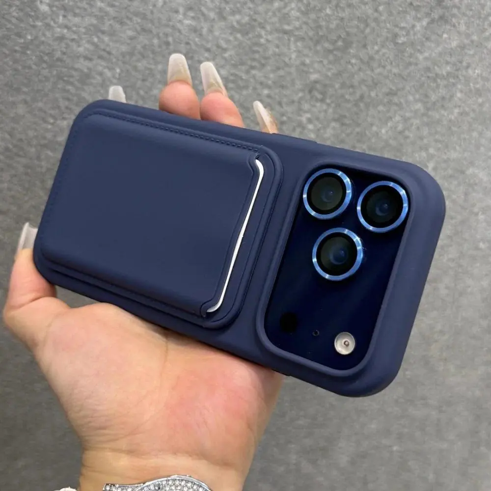 Liquid Silicone Magnetic For Magsafe Wallet Slot Crad Holder Case For iPhone 17 Air 16 15 14 13 Pro Max Soft Bumper Cover