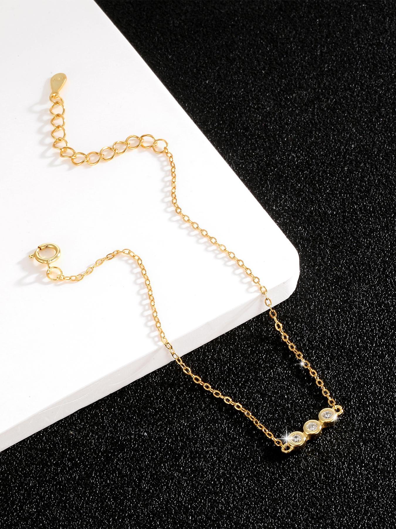 S925 Sterling Silver Adjustable Artificial Zircon Decor Bracelet, Fashionable Jewelry for Women & Girls, Trendy All-match & Exquisite Jewelry for Birthday Gift