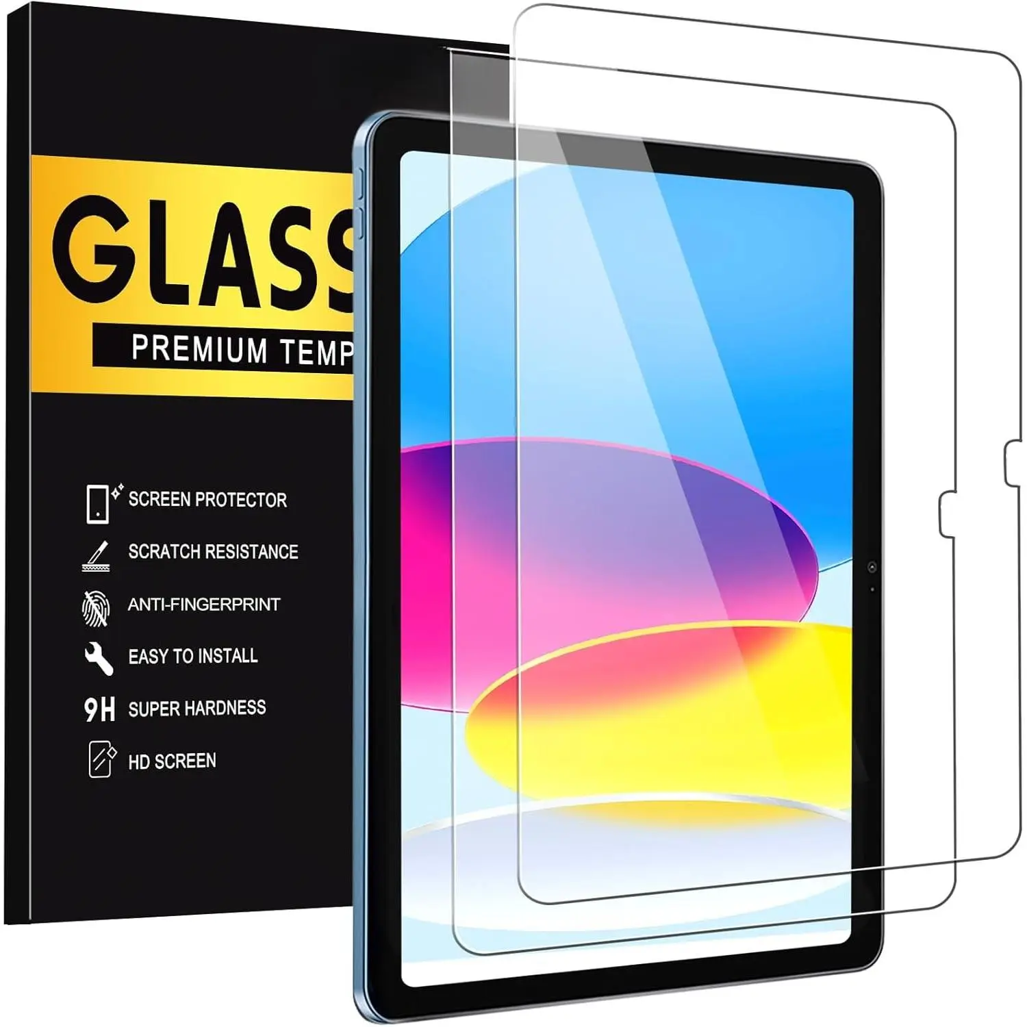 2 Pack Screen Protector for iPad 11th A16 2025 & 10th Generation 10.9 Inch 2022,  Clear 9H Hardness Tempered Glass Film Compatible with iPad 11/10 Gen,