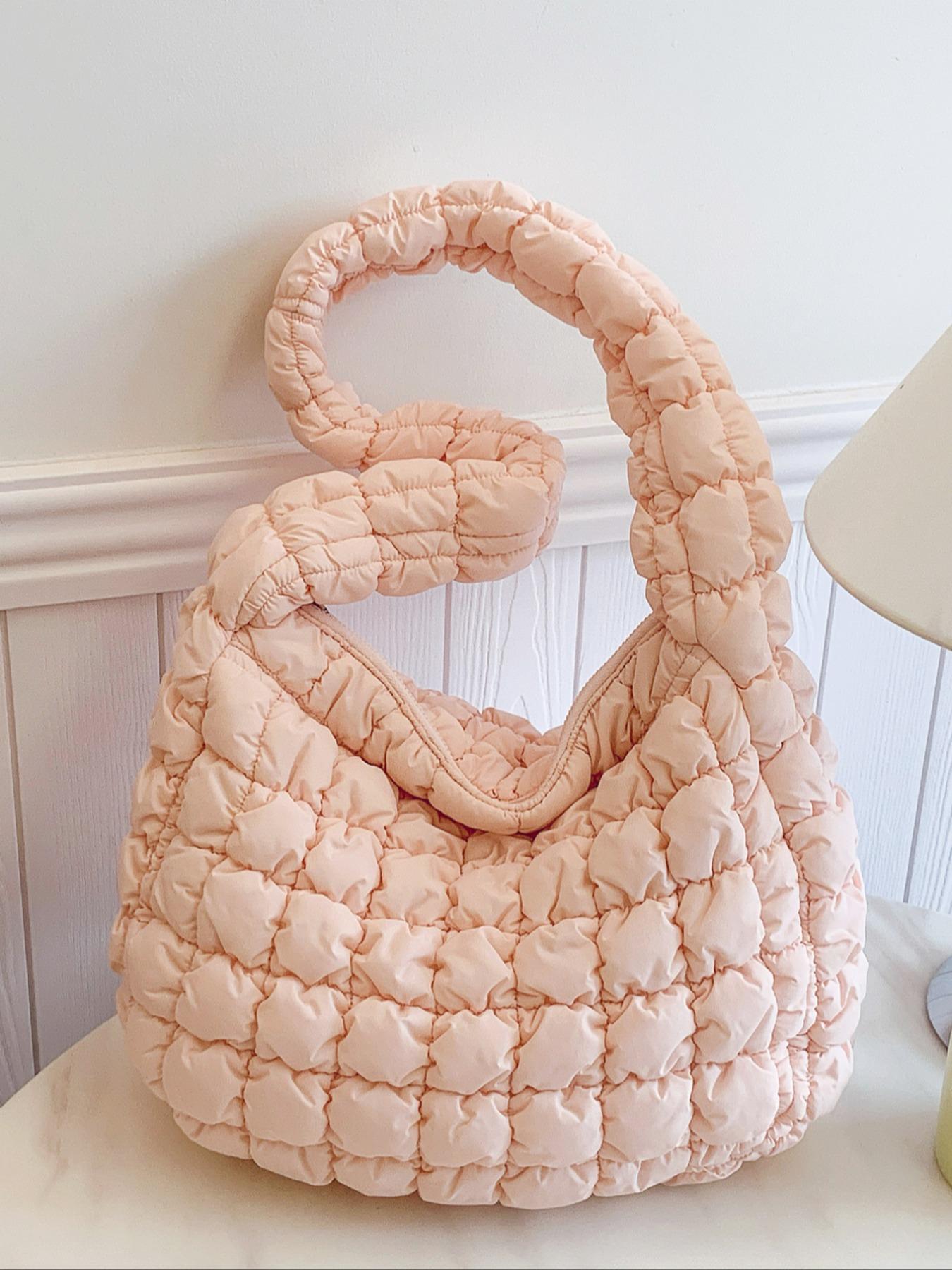 Women's Solid Color Quilted Puffer Crossbody Bag, Fashionable Lady Large Capacity Shoulder Bag for Daily Used, Casual Trendy Versatile High-quality Daily Commuting Bag