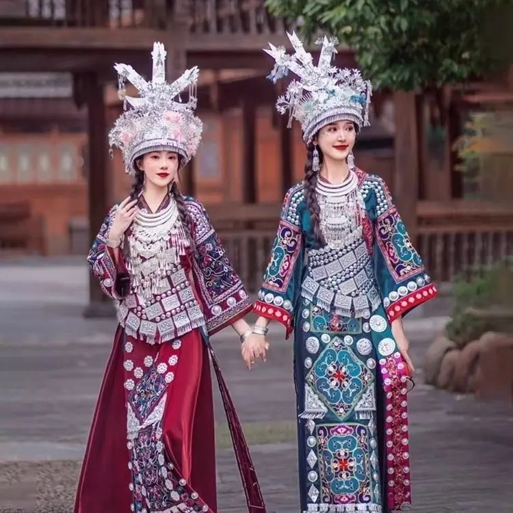 Hmong Miao Women's Embroidered Styling Set - Multi-Color Stage & Photo Shoot Look