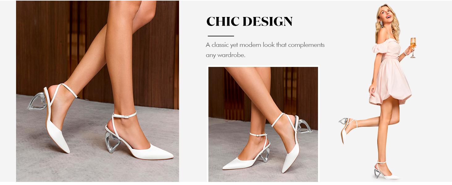 Coutgo Womens Kitten Heels Closed Pointed Toe Heart Heel Ankle Strap Satin Pumps Wedding Prom Dress Valentine Shoes