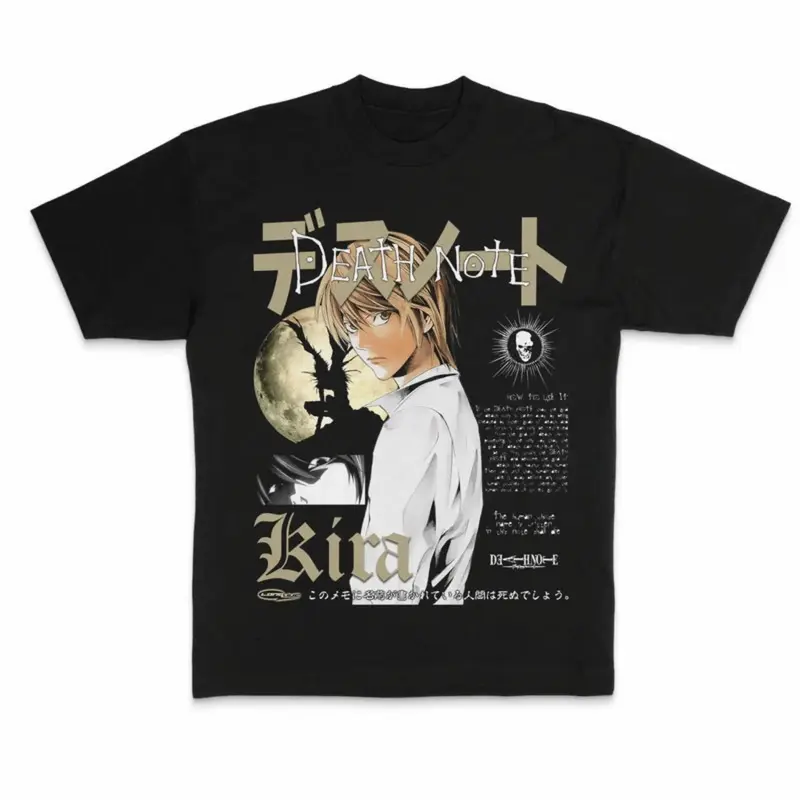 Light Yagami Moon Light Vintage Graphic Tee, Light Yagami Tee, Death Note Shirt, Manga Anime Shirt, Unisex T-Shirt, Anime Clothing, Top Menswear Womenswear Streetwear Round Neck Casual
