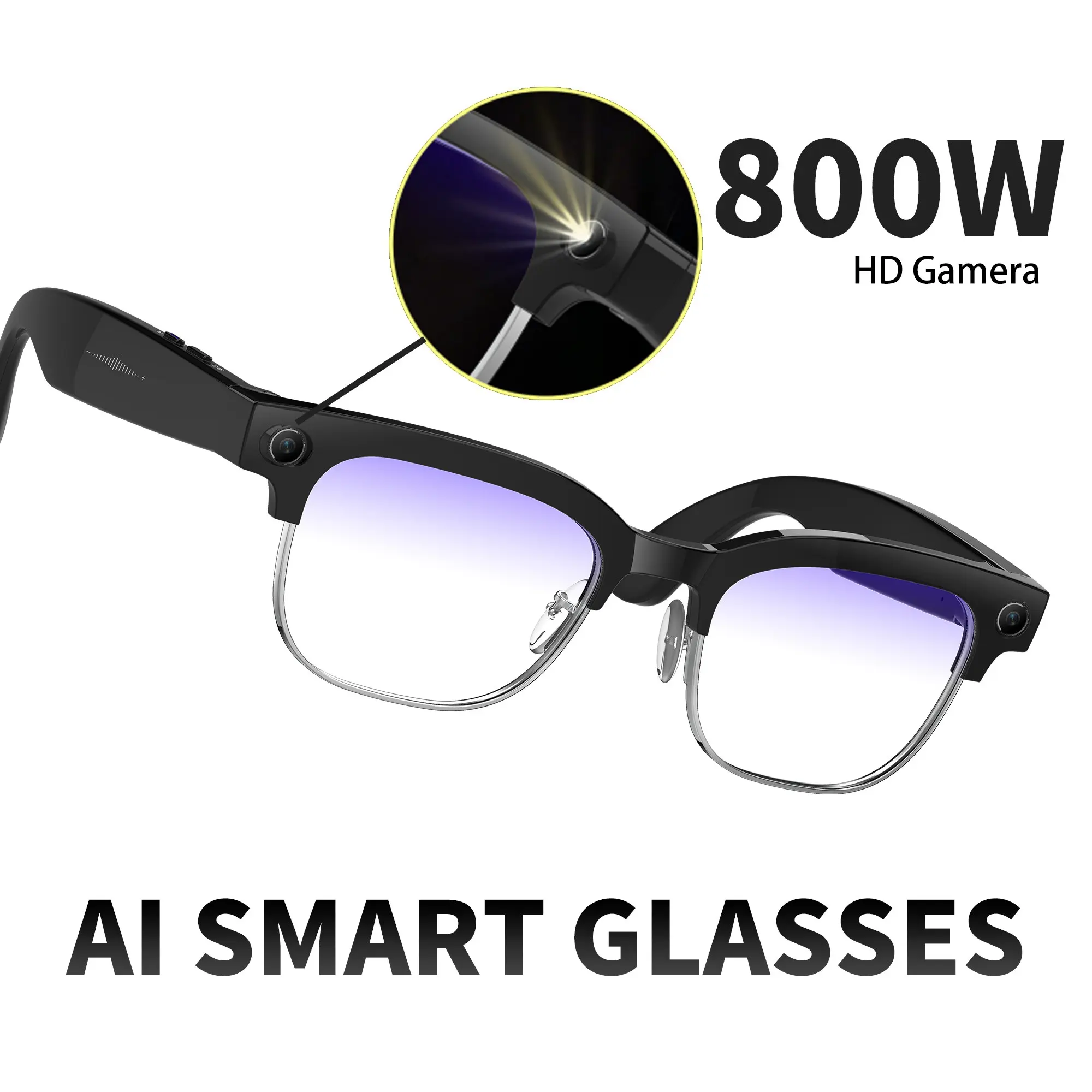 2026 Ai Smart Glasses, 800w HD Camera, Photo Recognition, Video Recording, Translation, Waterproof Sunglasses, Unisex, Office, Driving, Outdoor Sports