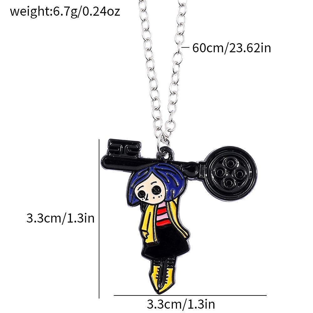 Ghost Mother Necklace Collection - Coraline Black Cat and Buttonhole Pendant, Tim Burton Gothic Jewelry