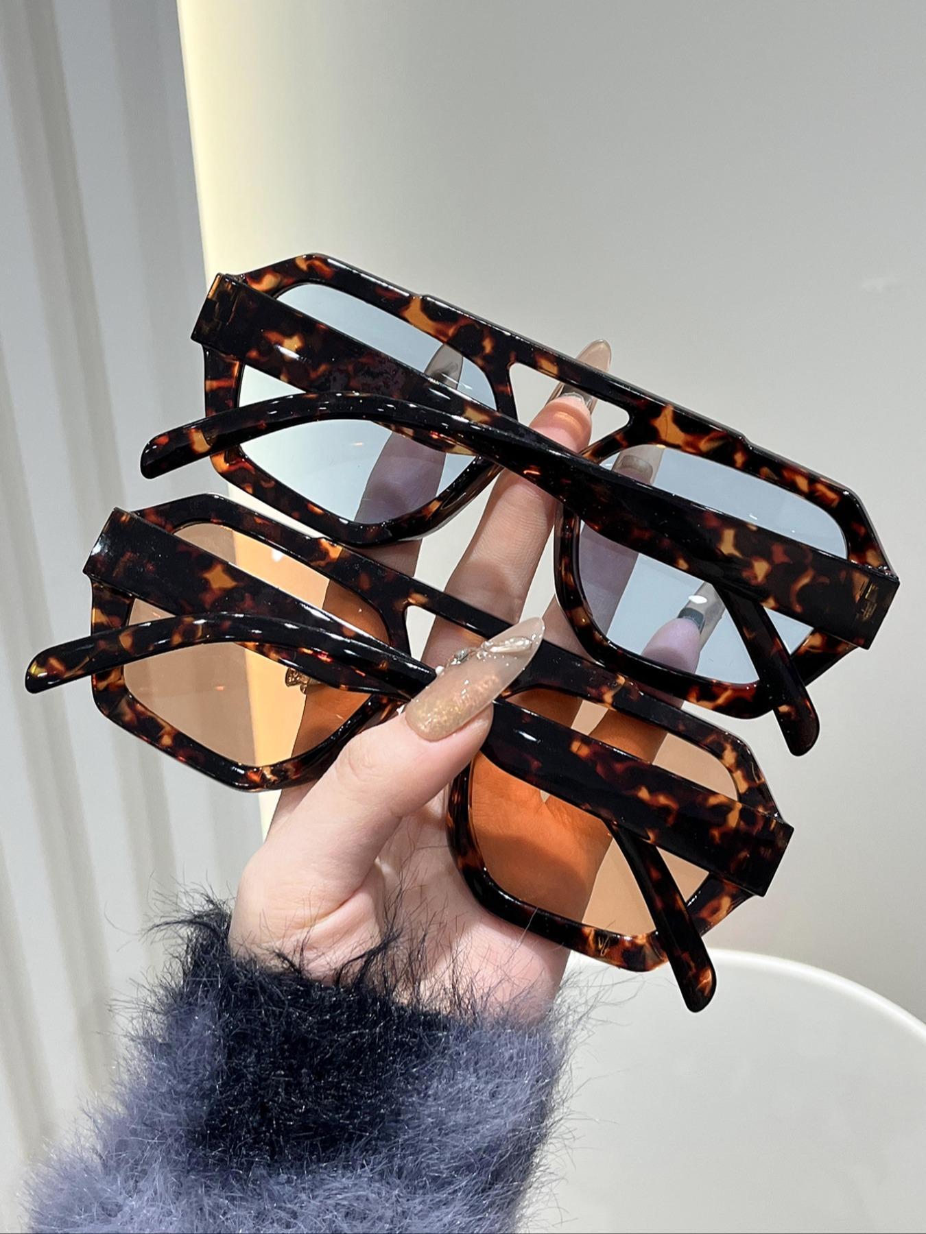 Women's Vintage Trendy Tinted Lens Aviator Sunglasses, Trendy Styling Sunglasses, Retro Casual Sunglasses for Everyday Use, Fashion Accessories for Outdoor Activities