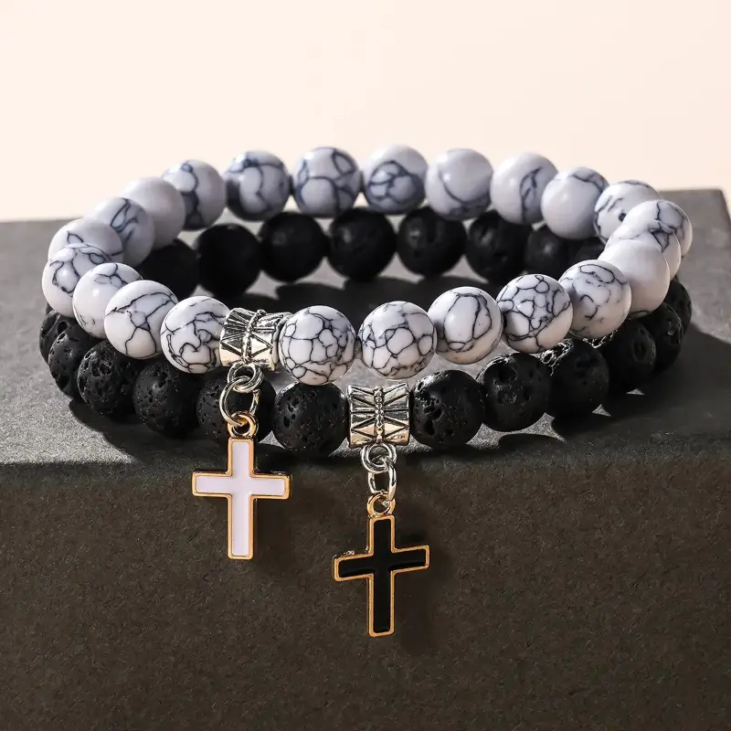 Unisex 2-Piece Matching Cross Pendant Couple Jewelry - Titanium Steel Matching Pairs for Sports & Outdoor Enthusiasts