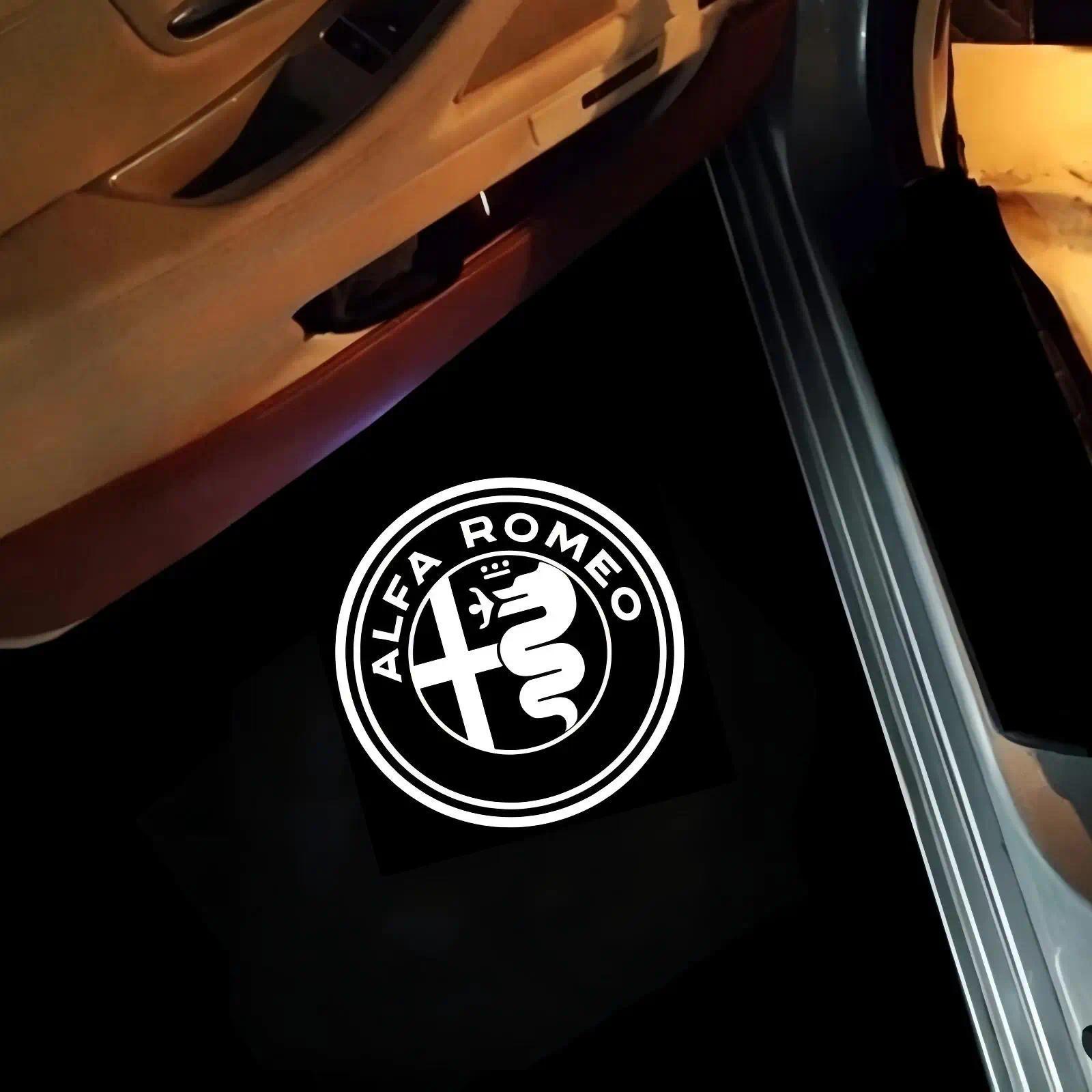 2X LED Car Welcome Logo Light Door Projector Light For Alfa Romeo Giulia 952 Tonale Mito Stelvio 949 Spider 159 166 GT Giulietta