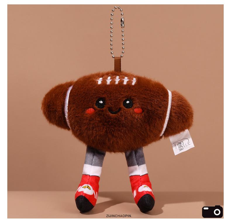Cute Cartoon Sports Equipment Ball Plush Pendants Creative Series Keychains Toys Dolls Claw Machines