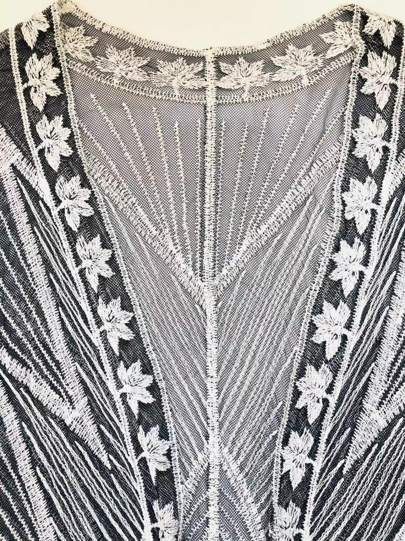 Women's Leaf Embroidery Cover Up Dress, Casual Long Sleeve Cover Up Dress for Beach Holiday Vacation, Ladies Clothes for Summer