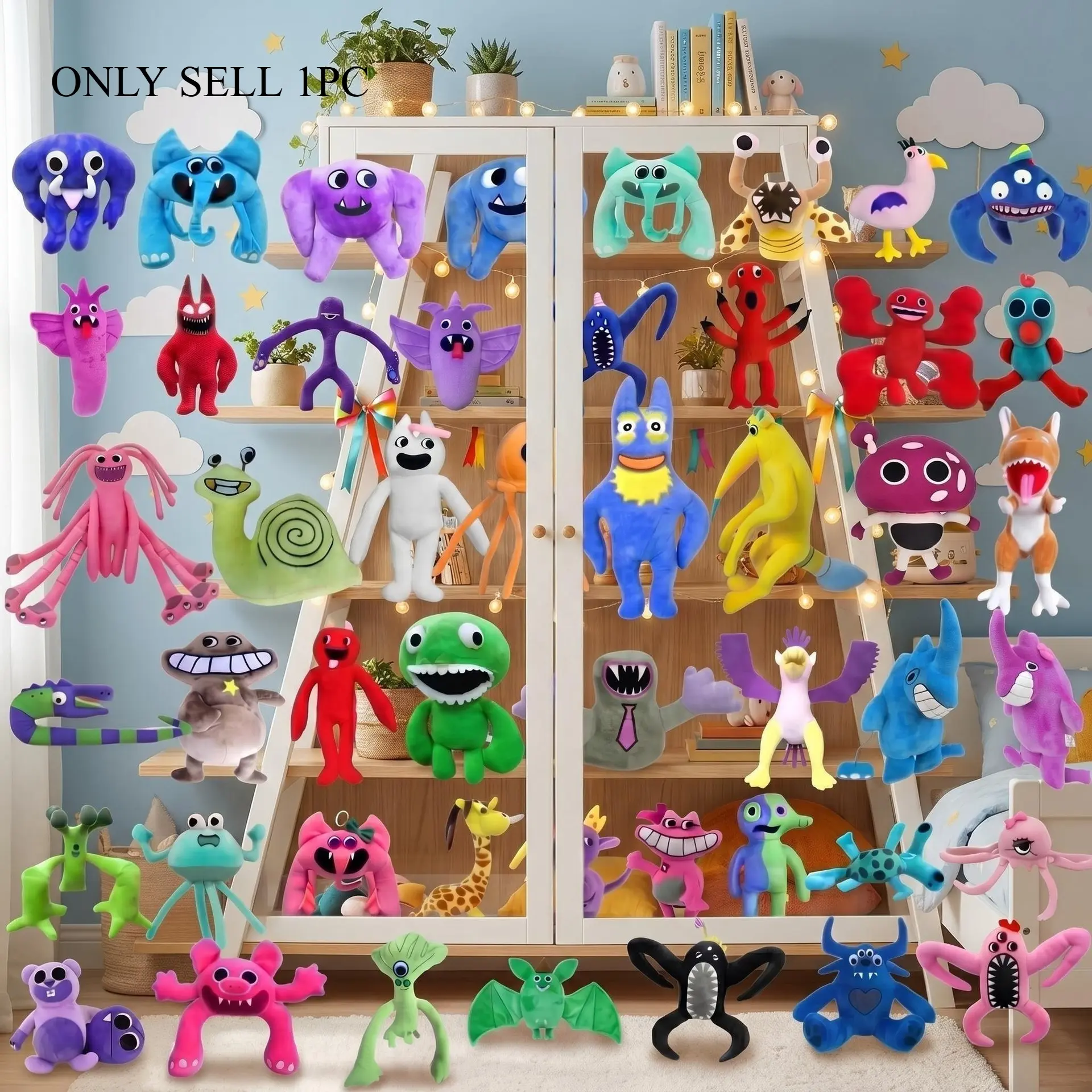 Popular Cross-Border Cute Flat Cartoon Monster Plush Toy, Fluffy Horror Style Stuffed Figure Doll, Soft Gift Toy For Children Collection, Super Soft Fluffy