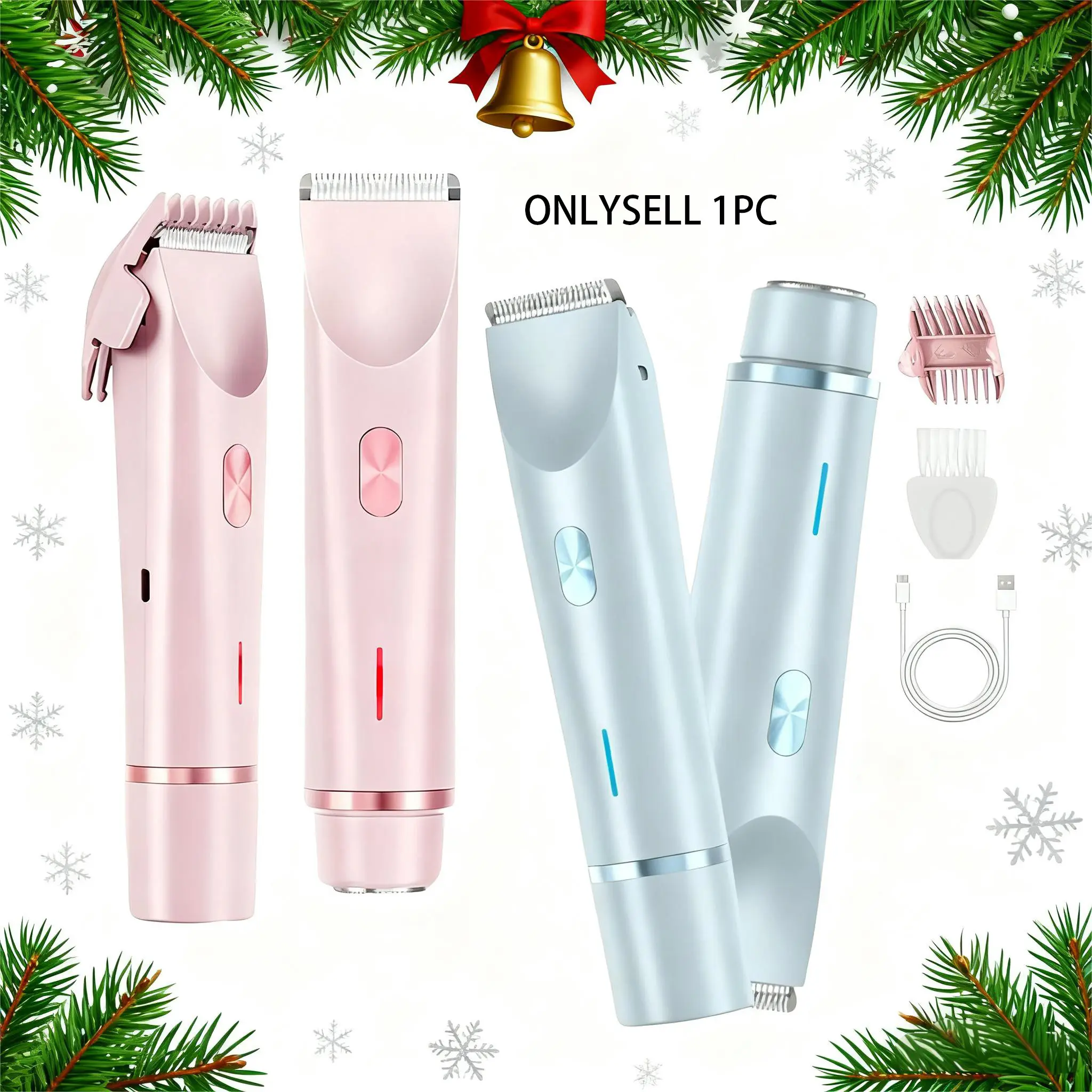 Electric Razors Shave, 2-IN-1 Dual Head Electric Shaver, Cordless Bikini Trimmer Hair Removal For Women With Detachable Head, Gentle Touch, USB Charging, Convenient To Carry, For Bikini, Armpit, Leg And Body Hair Removal, Multifunctional Hair Shaver