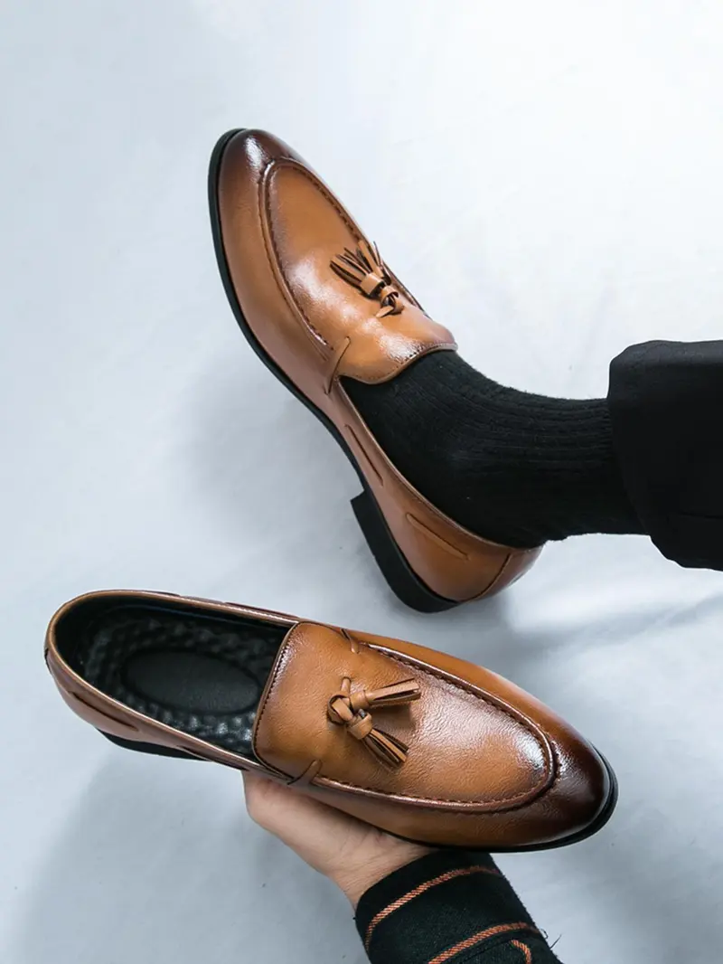 Men's Fringe Casual Shoes, Elegant Business Oxford, Slip-On Formal Footwear, Lightweight Comfortable Fashion, Perfect for Weddings and Parties