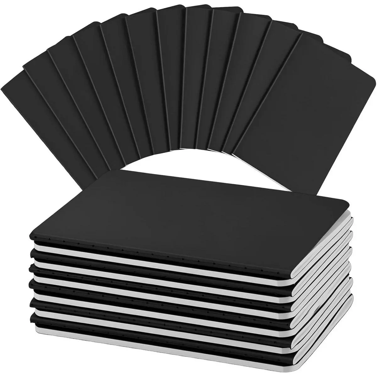Bulk Pack 12 Black Mini Pocket A6 Lined Notepads, Durable Office Stationery for Computer & Office Use