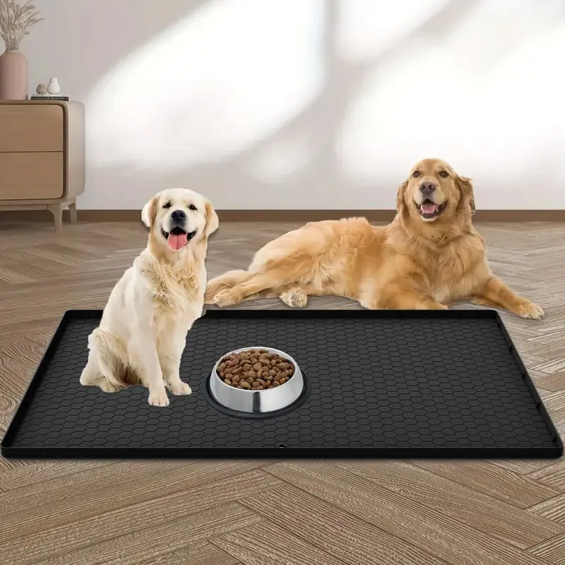 Extra Large Pet Feeding Mat, Waterproof Silicone Dog Food Pad, Leak-Proof Cat & Dog Bowl Mat, Easy Clean, Raised Edges, Ideal for All Sizes