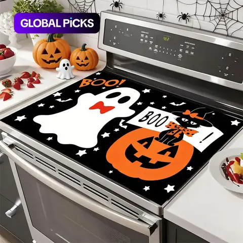Soft Electric Stove Cover Cook Top Panel Protector Pad, Halloween Ghost Pumpkin Cat Design, Scratch Resistant, Easy Clean, Durable, Multi-Purpose Kitchenware Protection Kitchen Mat.Halloween, Thanksgiving, Autumn Decorations #GLOBAL PICKS