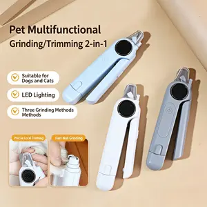 Pet Cat Electric Nail Clipper Grinder, Dual-Function Cat Dog Nail Trimmer with LED Blood Line Indicator, Multi-Purpose Pet Grooming Tool
