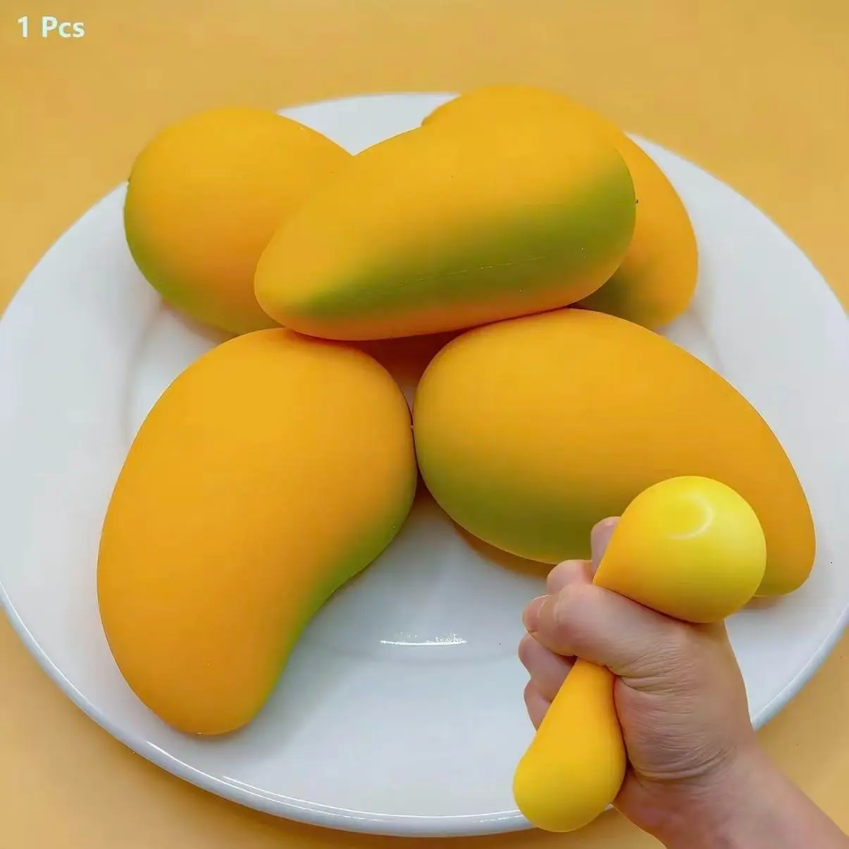 1pc Mango Squeeze Toy Set, Squishy Squeeze Fidget, Stress Relief Grip Toy, Realistic Soft Fruit Decor, Fun Party Gift, Indoor Decoration, Unisex Toy