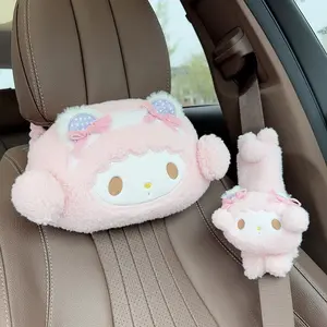 Cartoon My Melody Headrest Neck Safety Cushion Chair Neck Support Headrest Seat Belt Cover Car Decoration Xmas Gifts