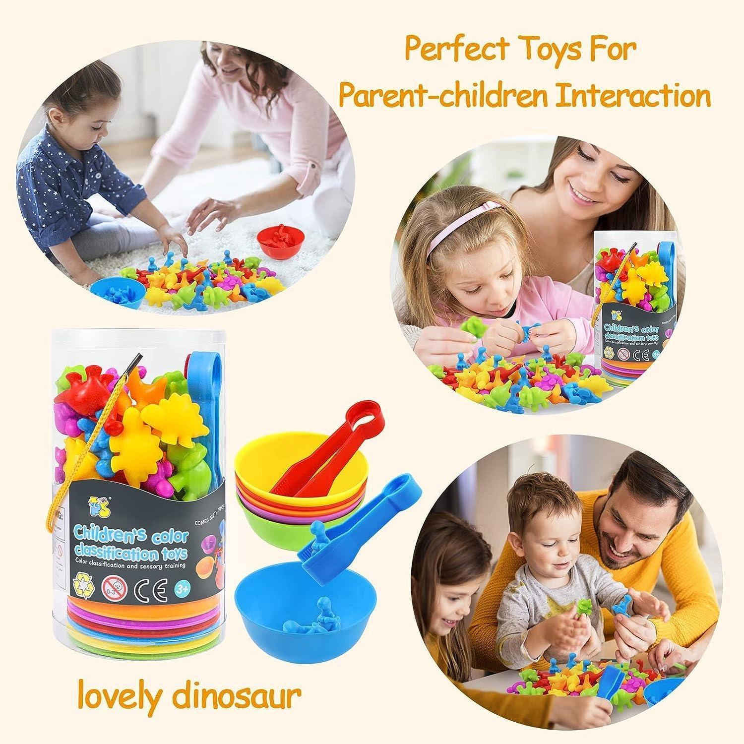 Counting Dinosaur Animals Toys Matching Games with Sorting Bowls Preschool Learning Activities for Math Color Sorting Educational Sensory Montessori STEM Toy Sets for Kids Aged 3+ Years Old Boys Girls, Back to school, exchange gift