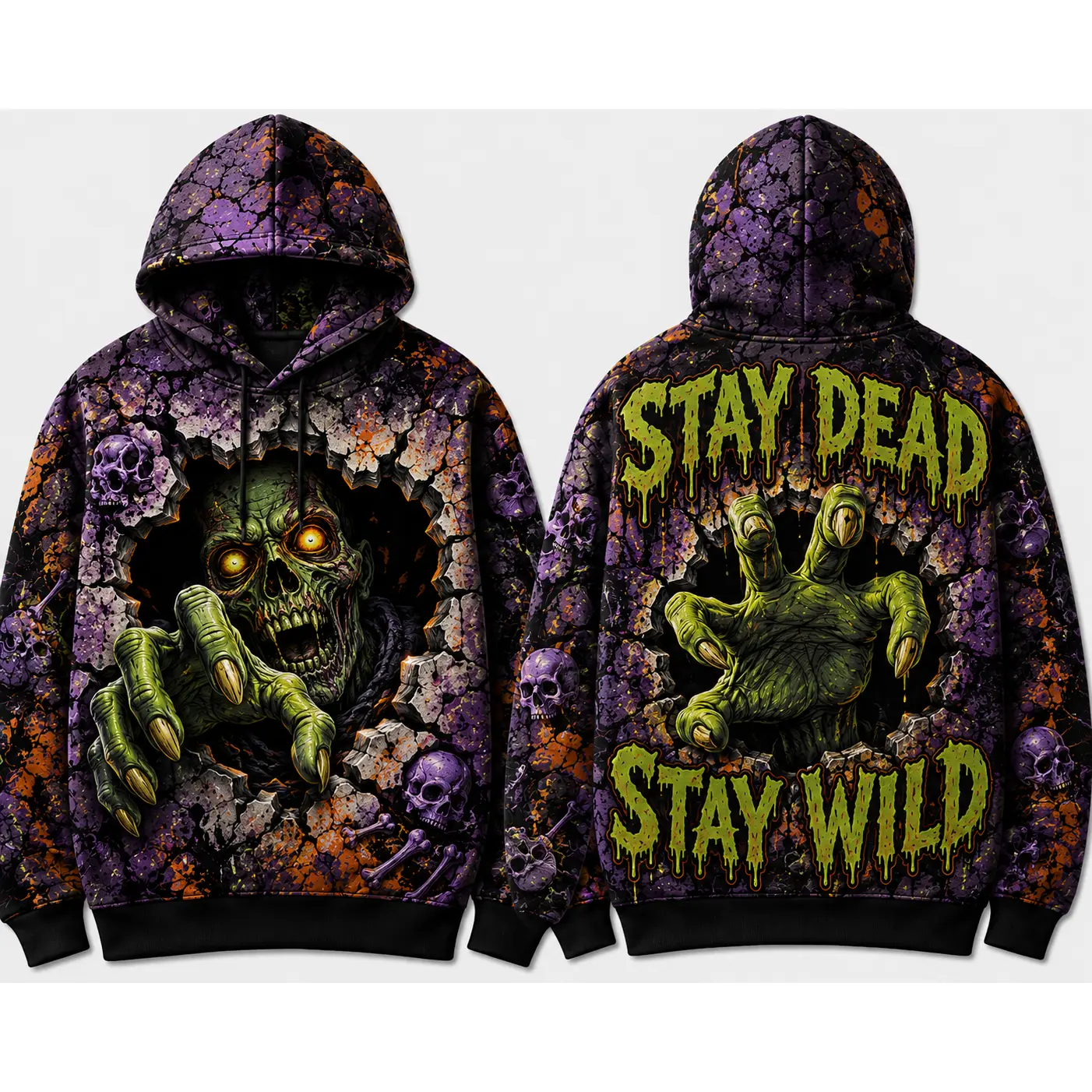Oversized Retro Vintage 3DPrint SkeletonZombie Hoodie, Cool Streetwear Pullover Sweatshirt, Premium Halloween Christmas Birthday Gift, Versatile Matching Couple Outfit For Friends & Whole Family # TikTokMadeMeBuyIt # VintagePrintHoodie # HolidayEssentials