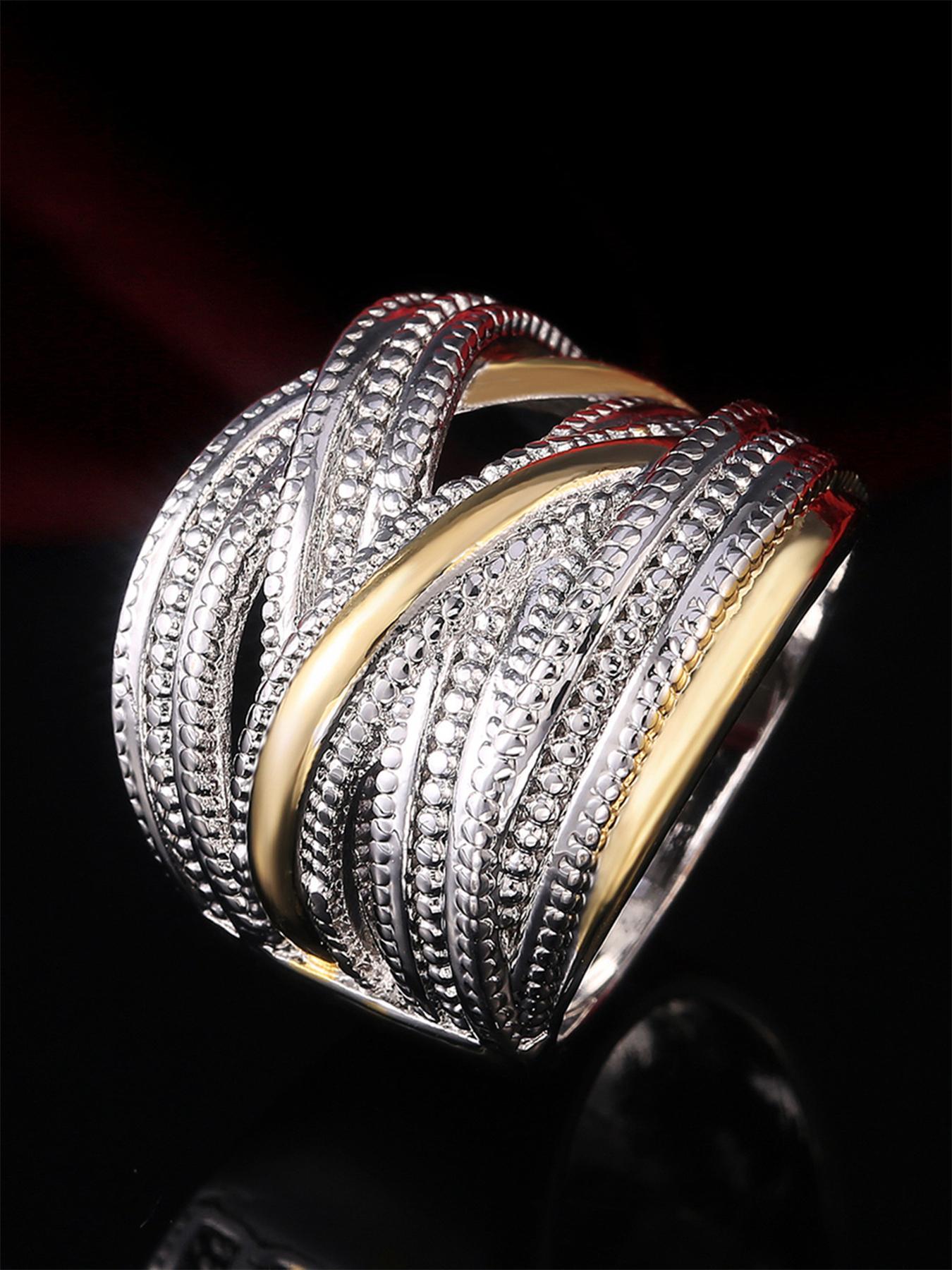 Fashion Criss Cross Design Ring, Rings for Women, Textured Metal Decor Ring for Women, Wedding Engagement Bridal Jewelry Gift, Stackable Rings, Statement Rings, Unique Rings