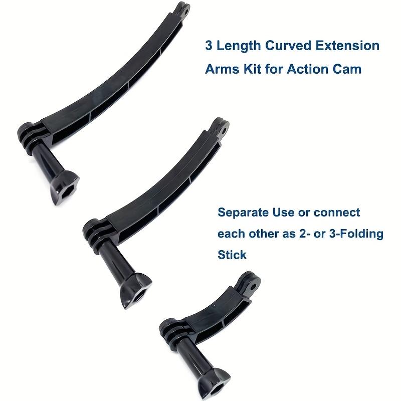 3-In-1 Curved Extension Arm Set (7.5/13.5/19.5 Cm), Compatible with Gopro Series, Sjcams, Geekpro & Other Action Cameras