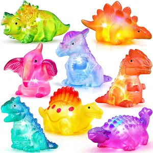 8 Pack Light up No Hole Dinosaur Bath Toy Set, Flashing Color Changing Light in Water, Floating Dino Bathtub Bathroom tub Pool Toy for Baby Infant Kid Toddler Child Boy Girl Preschool in Christmasfidget toys