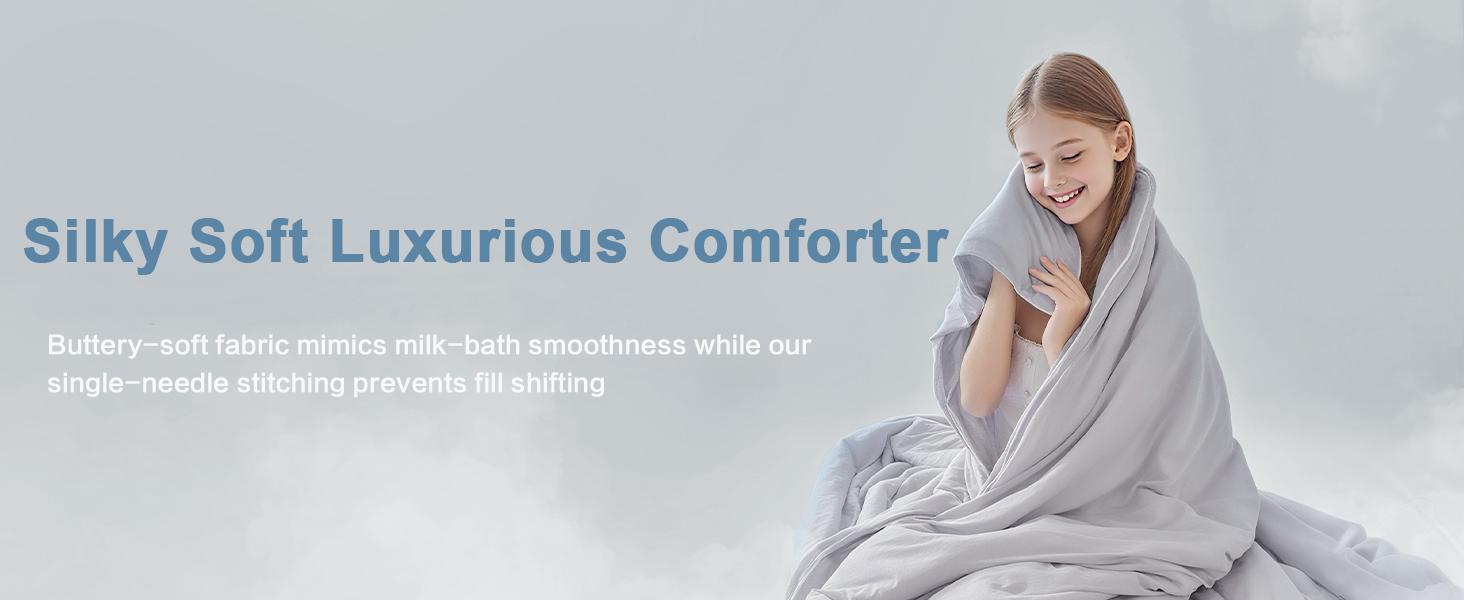 Comforter Queen Size Grey Soft Bedding for All Lightweight Down Alternative Blanket for Dormitory Camping Bedroom,80x90