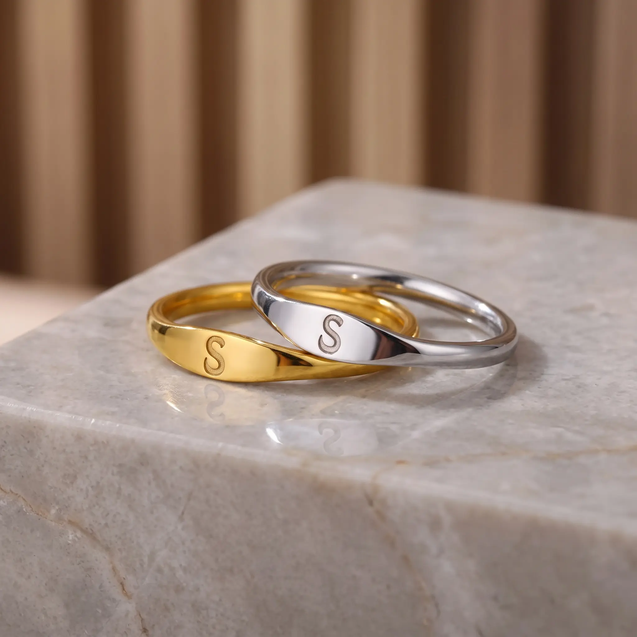 Minimalist Elegant Stainless Steel Alphabet Ring For Women, Adjustable Size Cute Initial Letter Finger Jewelry, Dainty Luxury Daily Wear Accessory, Thoughtful Personalized Gift Option For Friends And Family