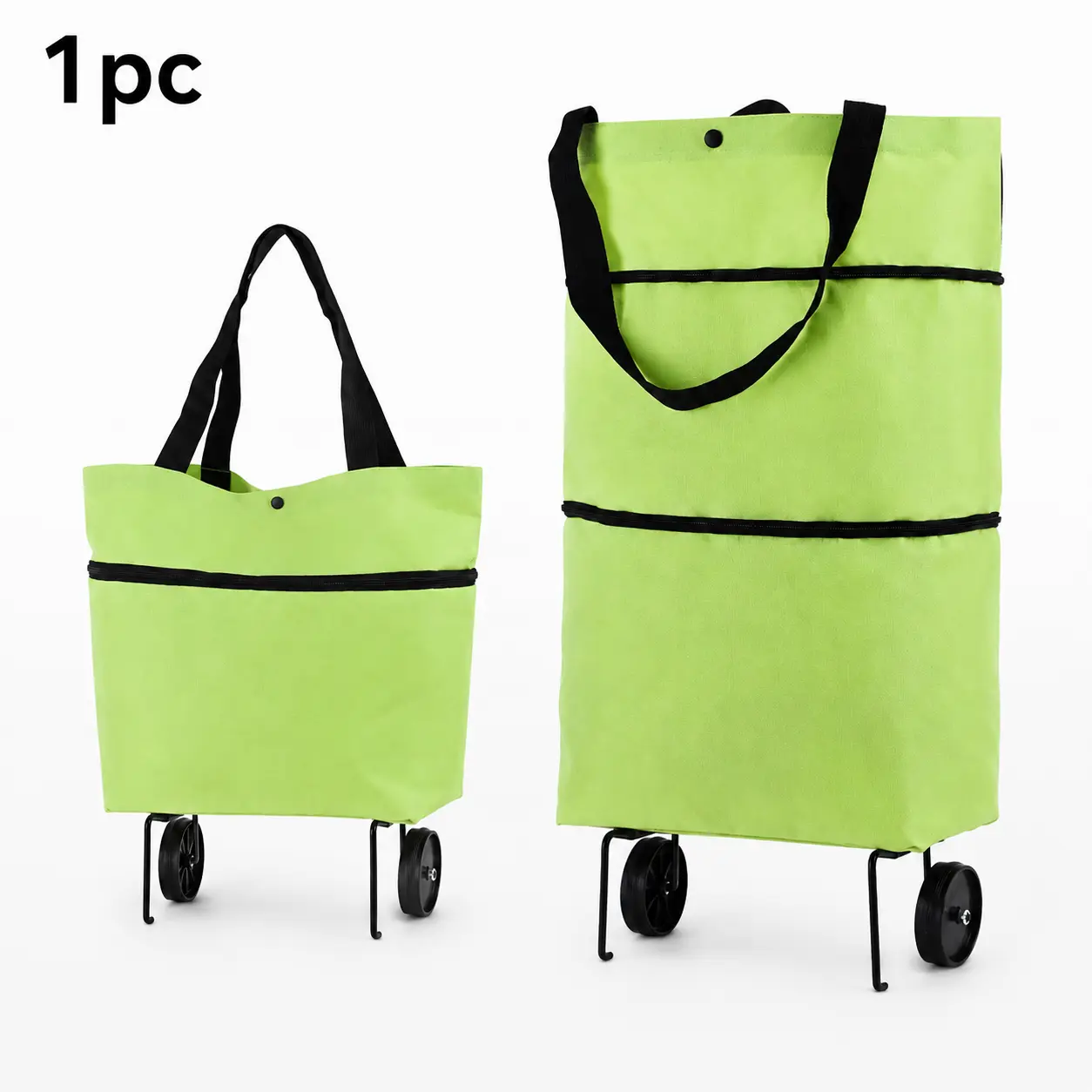 Foldable wheeled shopping trolley bag – portable, high-capacity, and convenient for grocery shopping at supermarkets.