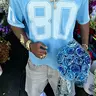 Light Blue 80 Mesh Soccer Jersey, Loose Y2K Streetwear, Breathable Mesh Fabric, Vintage Hip-Hop V-Neck T-Shirt, Athletic Sportswear Top, Athletic Active Tops, Casual Sporty Top, Sports Clothing, Ideal for Casual Wear and Summer OOTD