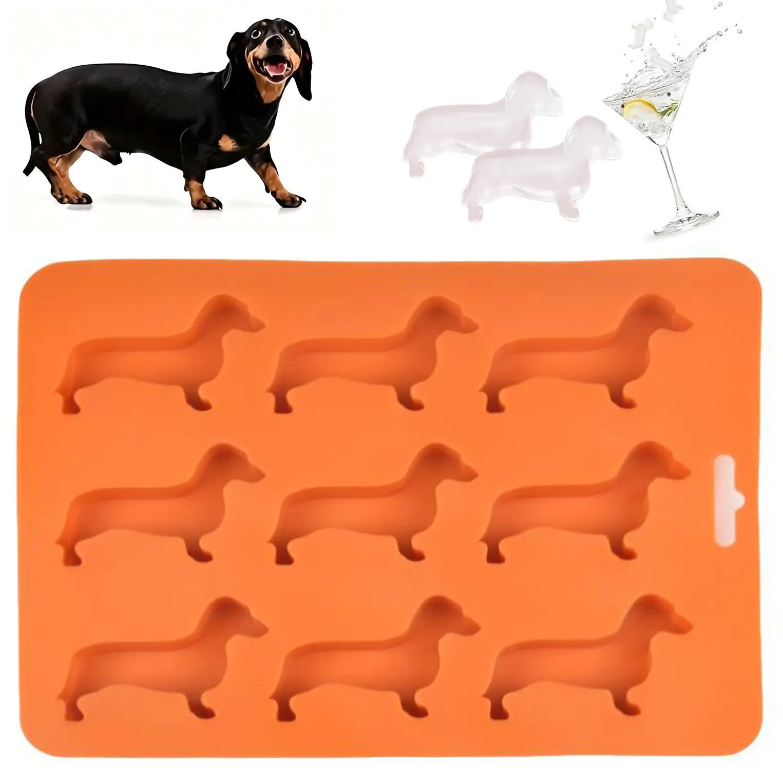 Dachshund Dog Shaped Silicone Ice Cube Molds and Tray, Non-Stick Food Grade Silicone Molds for Ice Cubes, Chocolate, Gummy, Candy, Jelly, BPA Free, Cute Dachshund Gifts