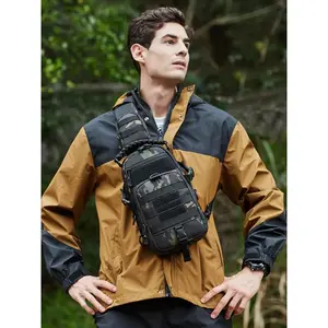 Men's Tactical Chest Bag Waterproof Fishing Backpack, Durable Molle Bag, Multi-Functional Shoulder Crossbody Bag for Outdoor Sports & Military Use Travel Chest Bag，，