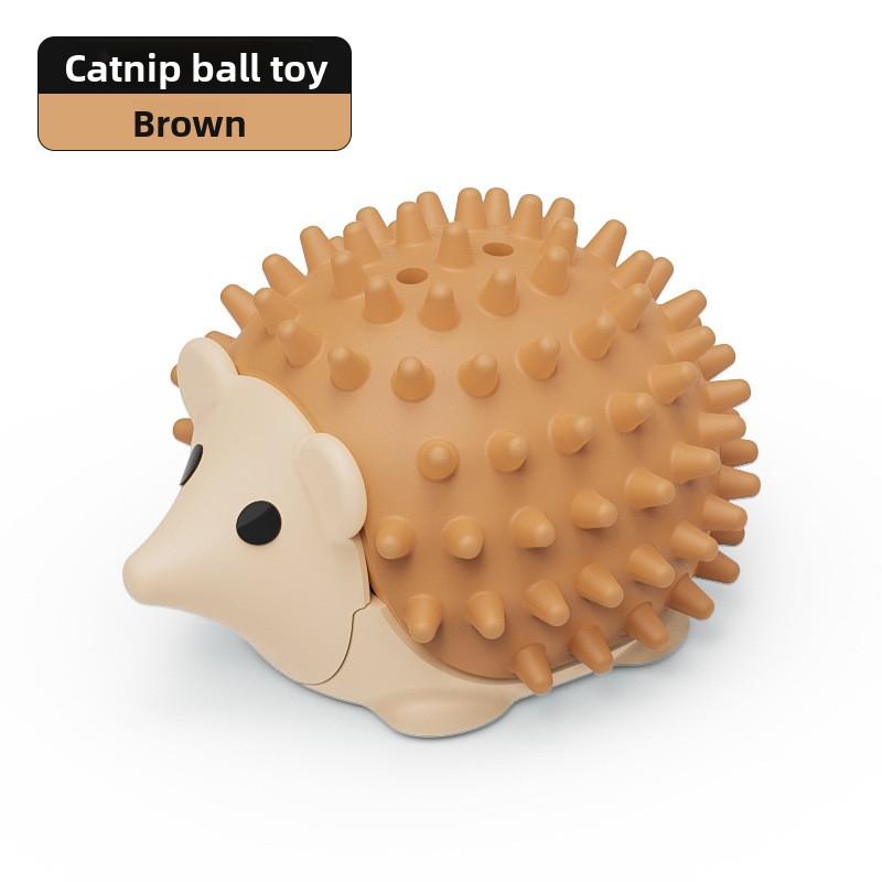 Catnip-Filled Hedgehog Toy for Cats - Soft Chewable Kicker Ball with Textured Surface - Interactive Self-Playing Plush Pet Toy - Stress Relief & Dental Care Muzzle Medium Treadmill Training