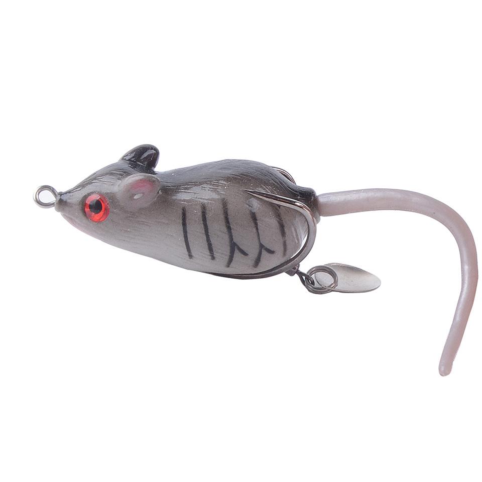 Topwater Frog Lure 4.5cm 10.5g Rat Mouse Shape with Blade Double Hooks Soft Fishing Bait