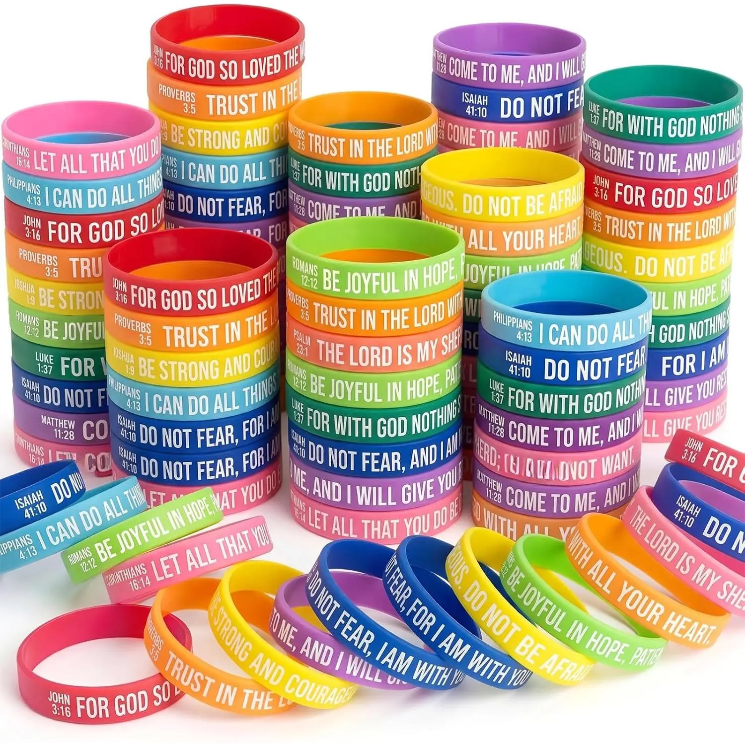 100|200 Pcs  Verse Bracelets Bulk, Religious Scripture Rubber Bracelets, Christian  Wristbands Bulk